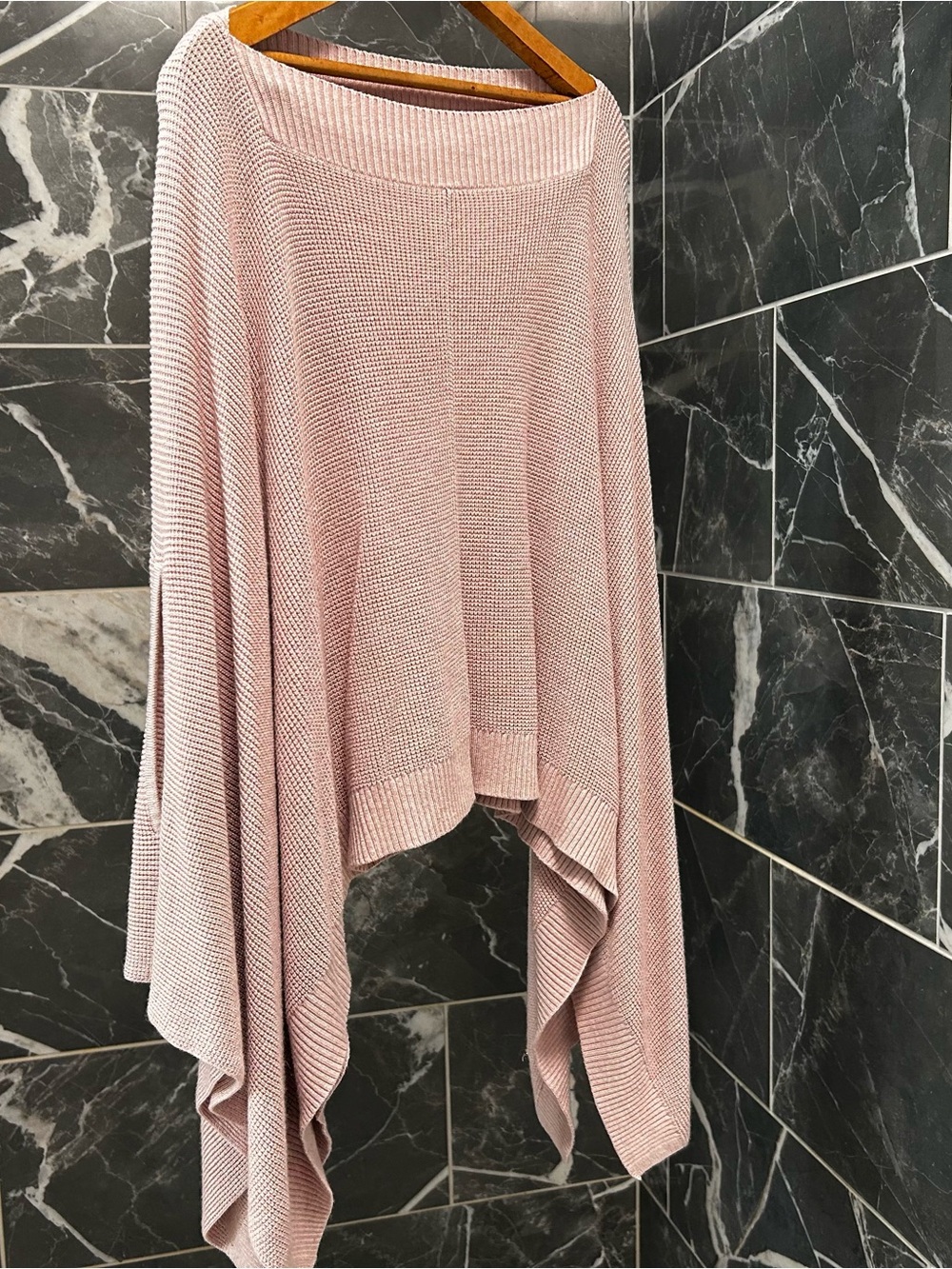 Women's Knit Draped Poncho - Blush Pink